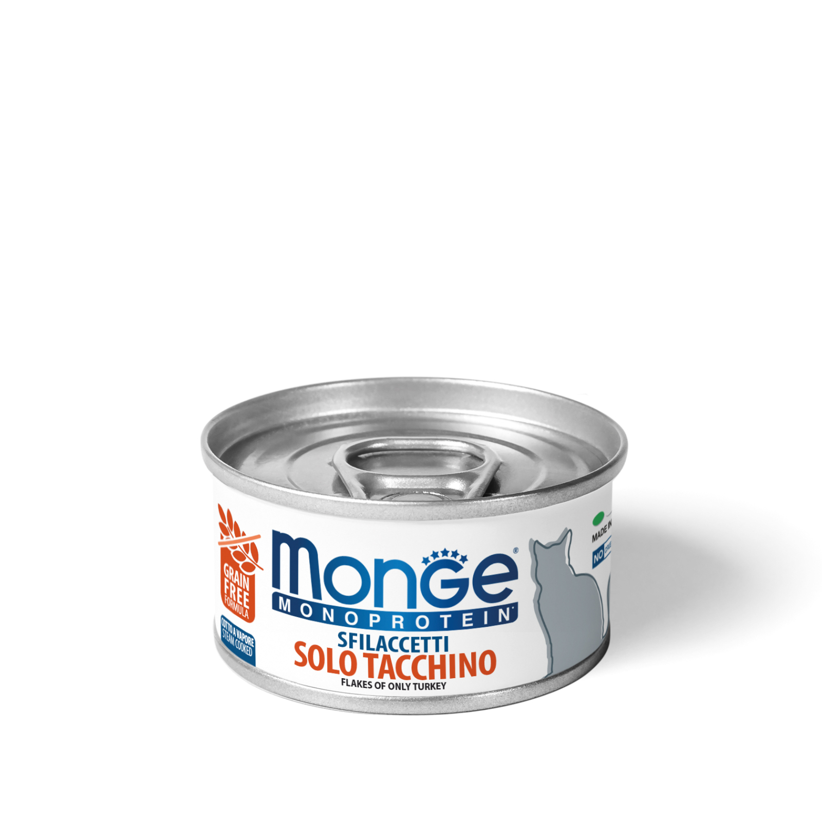 Консерви для котів Monge Cat Monoprotein м'ясні пластівці з індички 80 г (8009470007153)