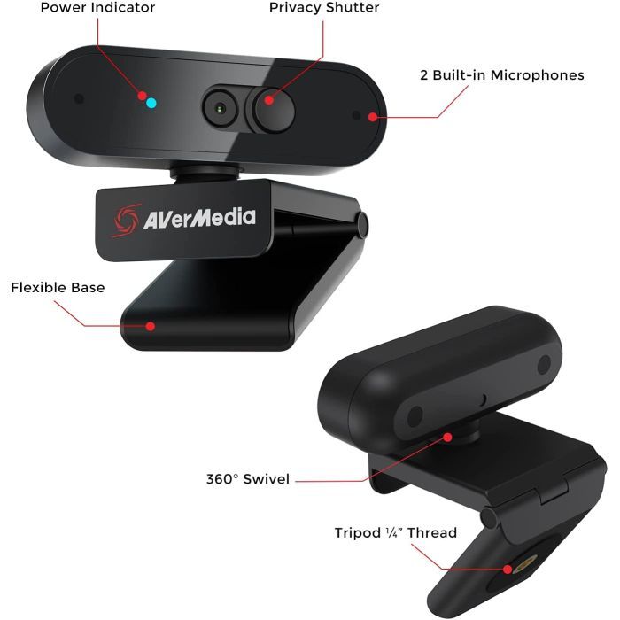 Веб-камера AVerMedia Live Streamer CAM PW310P Full HD Black (40AAPW310AVS) изображение 3