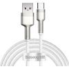 Дата кабель USB 3.1 AM to USB-C 2.0m 6.0A 66W Cafule Series Metal White Baseus (CAKF000202)