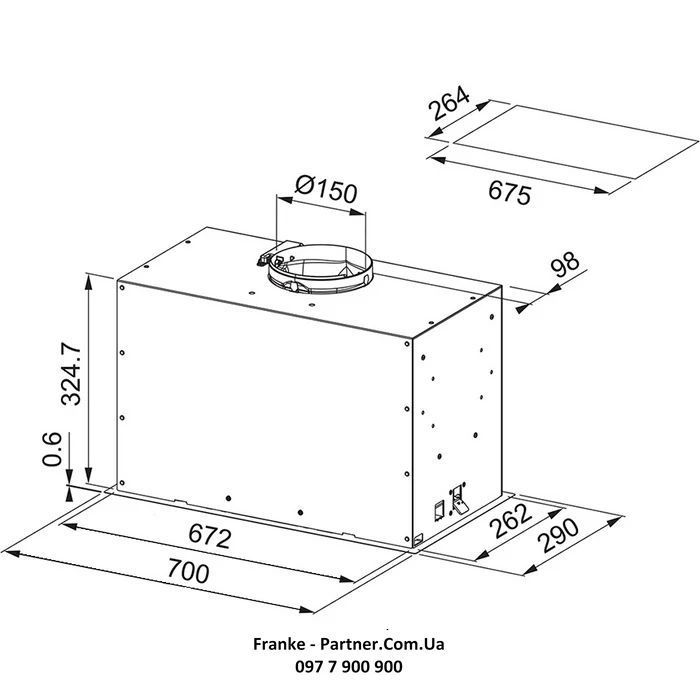 Витяжка кухонна Franke Box Flush EVO FBFE BK MATT A70 (305.0665.365) зображення 2