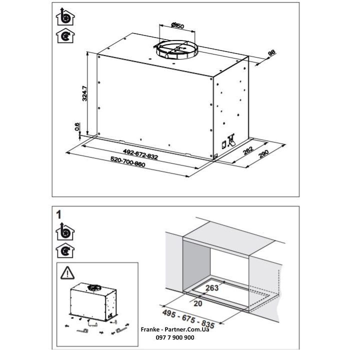 Витяжка кухонна Franke Box Flush EVO FBFE BK MATT A70 (305.0665.365) зображення 7