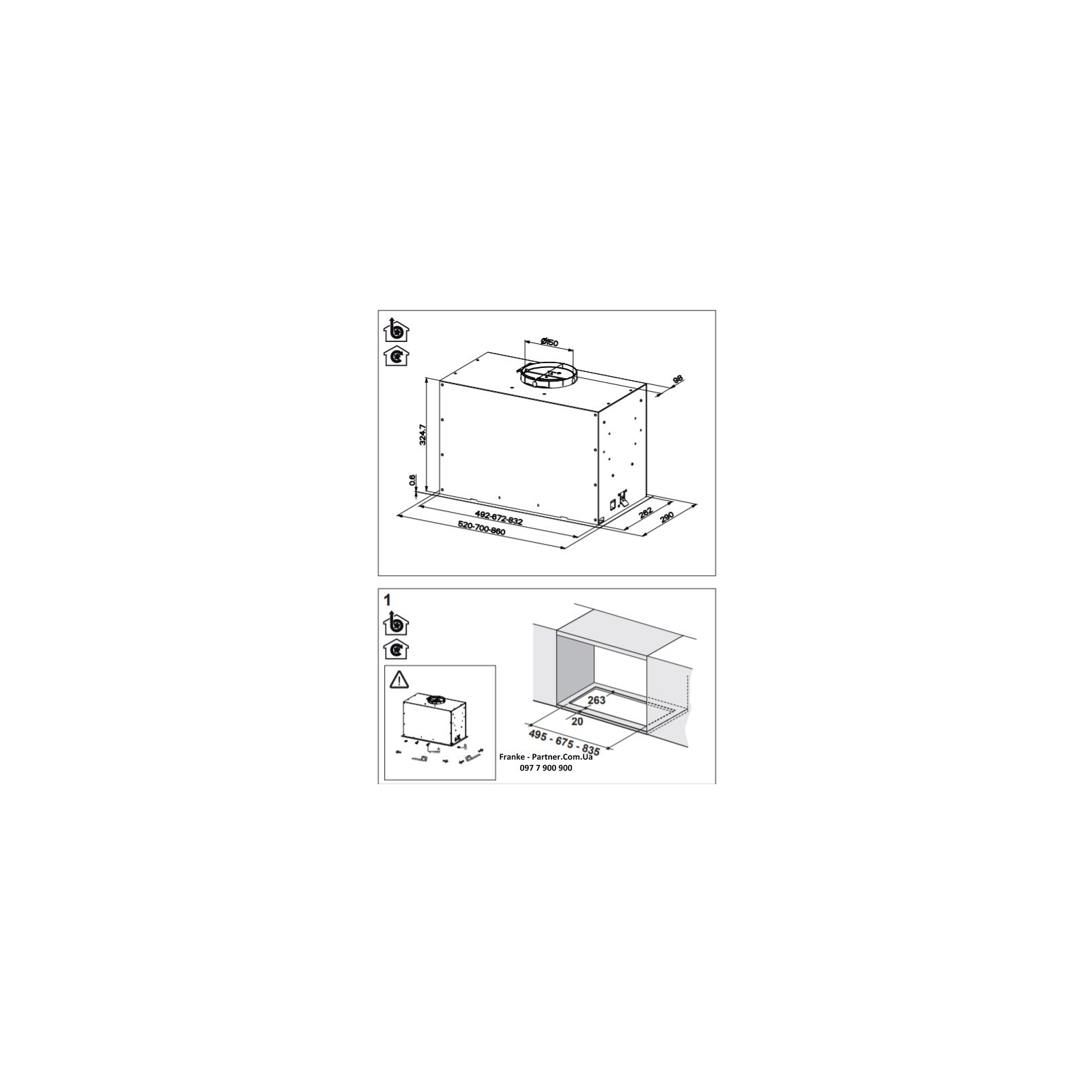 Витяжка кухонна Franke Box Flush EVO FBFE BK MATT A70 (305.0665.365) зображення 7