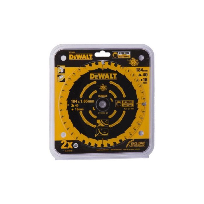Диск пильний DeWALT EXTREME, 184 х 16 мм, 40 z, ATB, 18 град, універсальне застосування (DT10303) зображення 2