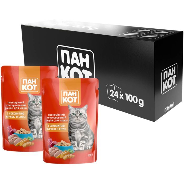 Влажный корм для кошек Пан Кот курица в соусе 100 г (4820111140985) изображение 3