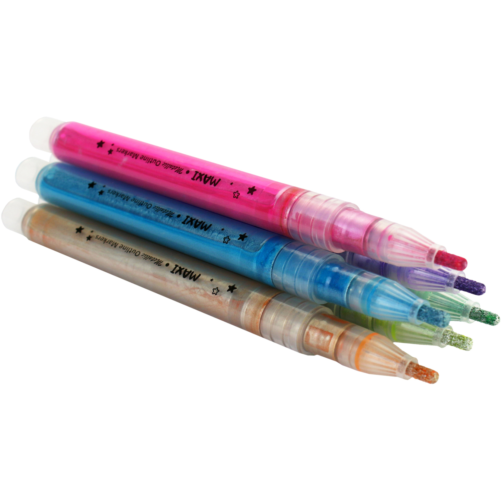 Художественный маркер Maxi Металлизированные с цветным контуром, 6 цветов (MX15246) изображение 2