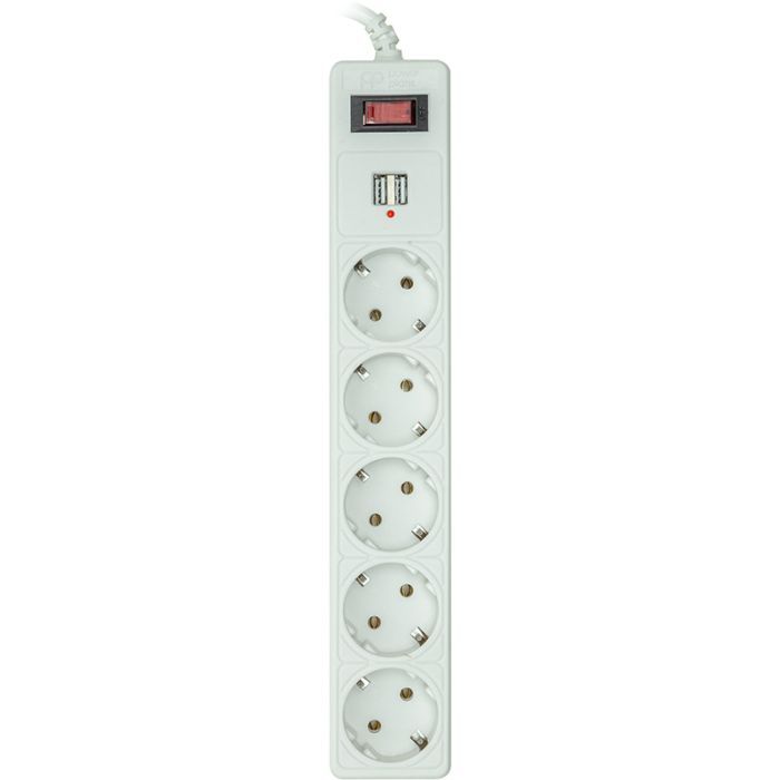Сетевой фильтр питания PowerPlant 5м, 5 розеток, USB 2.1A (JY-1056U/5) (PPSA10M50S5U) изображение 2
