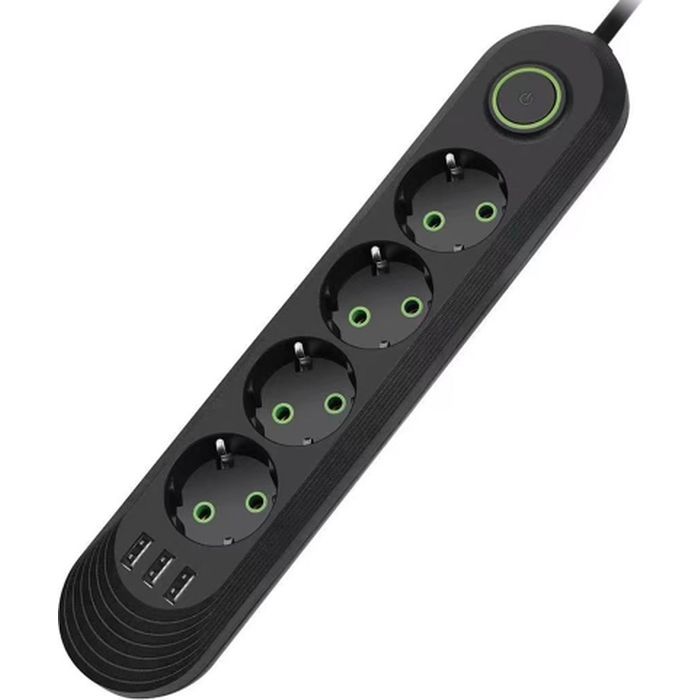 Сетевой фильтр питания Voltronic F04U, 4роз EU, 3*USB Black (F04U-Black) изображение 2
