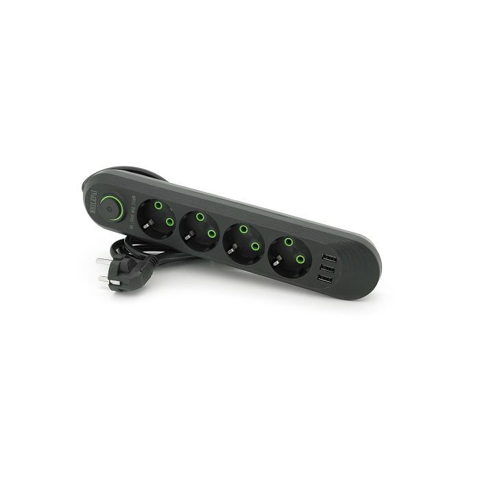 Сетевой фильтр питания Voltronic F04U, 4роз EU, 3*USB Black (F04U-Black) изображение 3