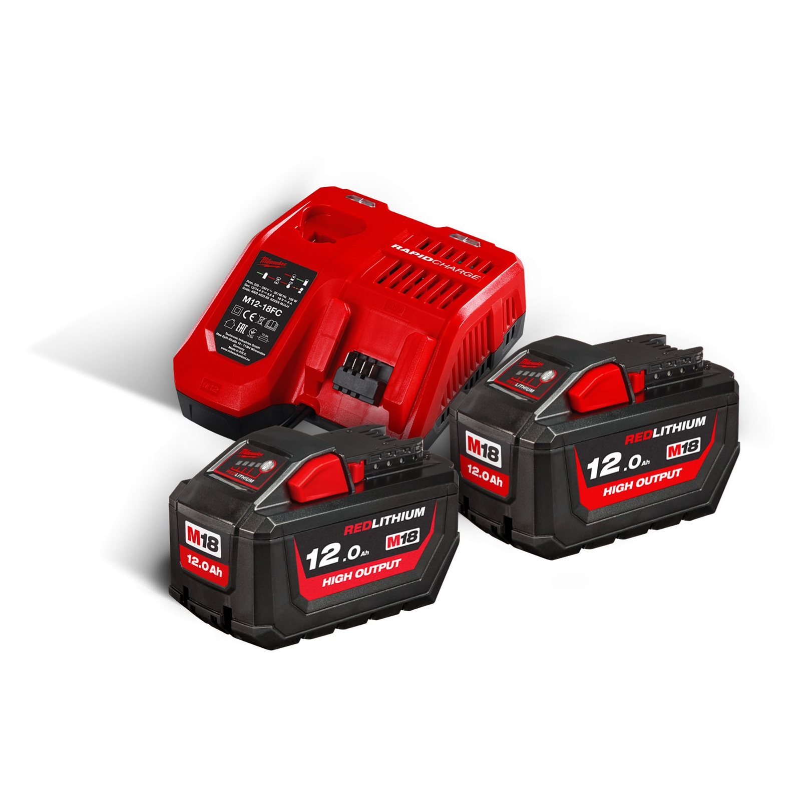 Набор аккумулятор + зарядное устройство Milwaukee Li-Ion M18 HNRG-122, НВ12 2шт + Li-Ion M12 B6, ЗУ M12-18FC (4933464261)
