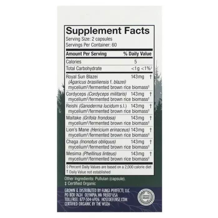 Травы Fungi Perfecti Ежедневная поддержка иммунитета, комплекс из 7 грибов, (FPI-03703) изображение 3