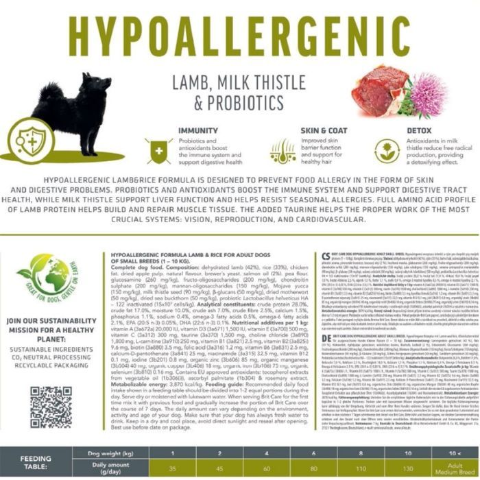 Сухой корм для собак Brit Care Dog Hypoallergenic Adult Small Breed с ягненком 3 кг (8595602566143) изображение 2