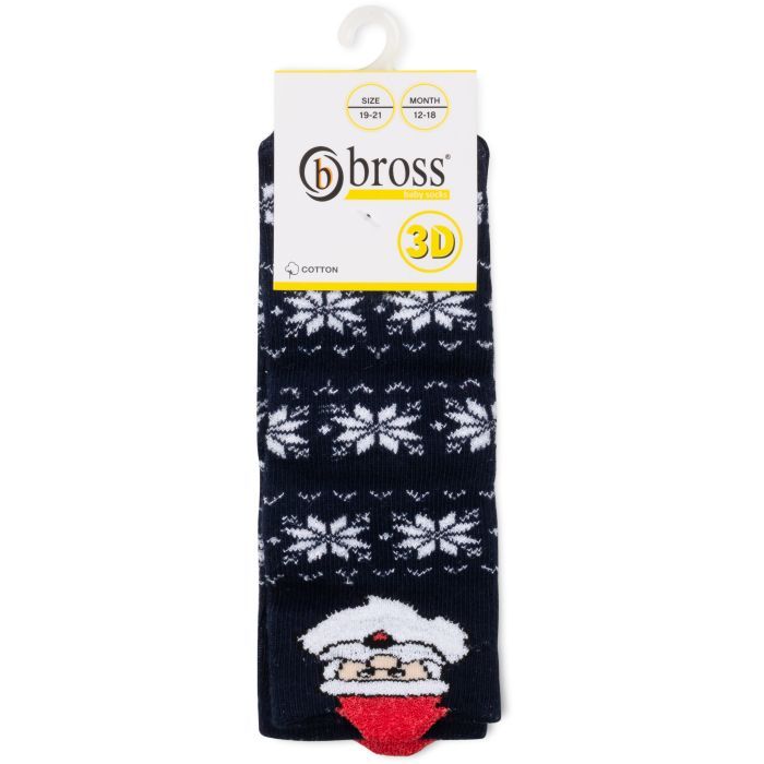 Шкарпетки дитячі Bross новорічні зі Святим Миколаєм (21248-0-6-blue)