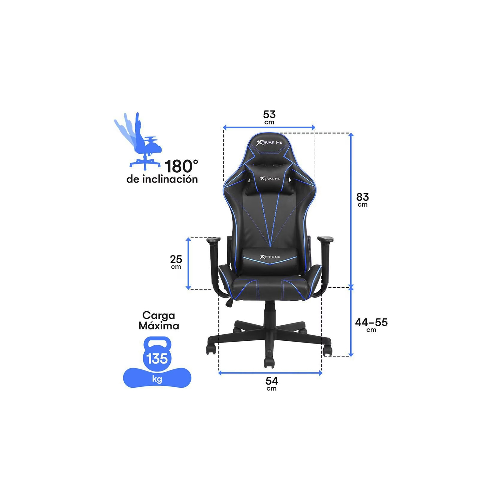 Крісло ігрове Xtrike ME Advanced Gaming Chair GC-909 Black/Blue (GC-909BU) зображення 7