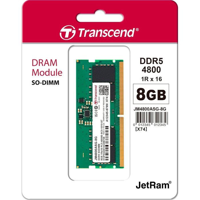 Модуль памяти для ноутбука SoDIMM DDR5 8GB 4800 MHz JetRam Transcend (JM4800ASG-8G) изображение 2