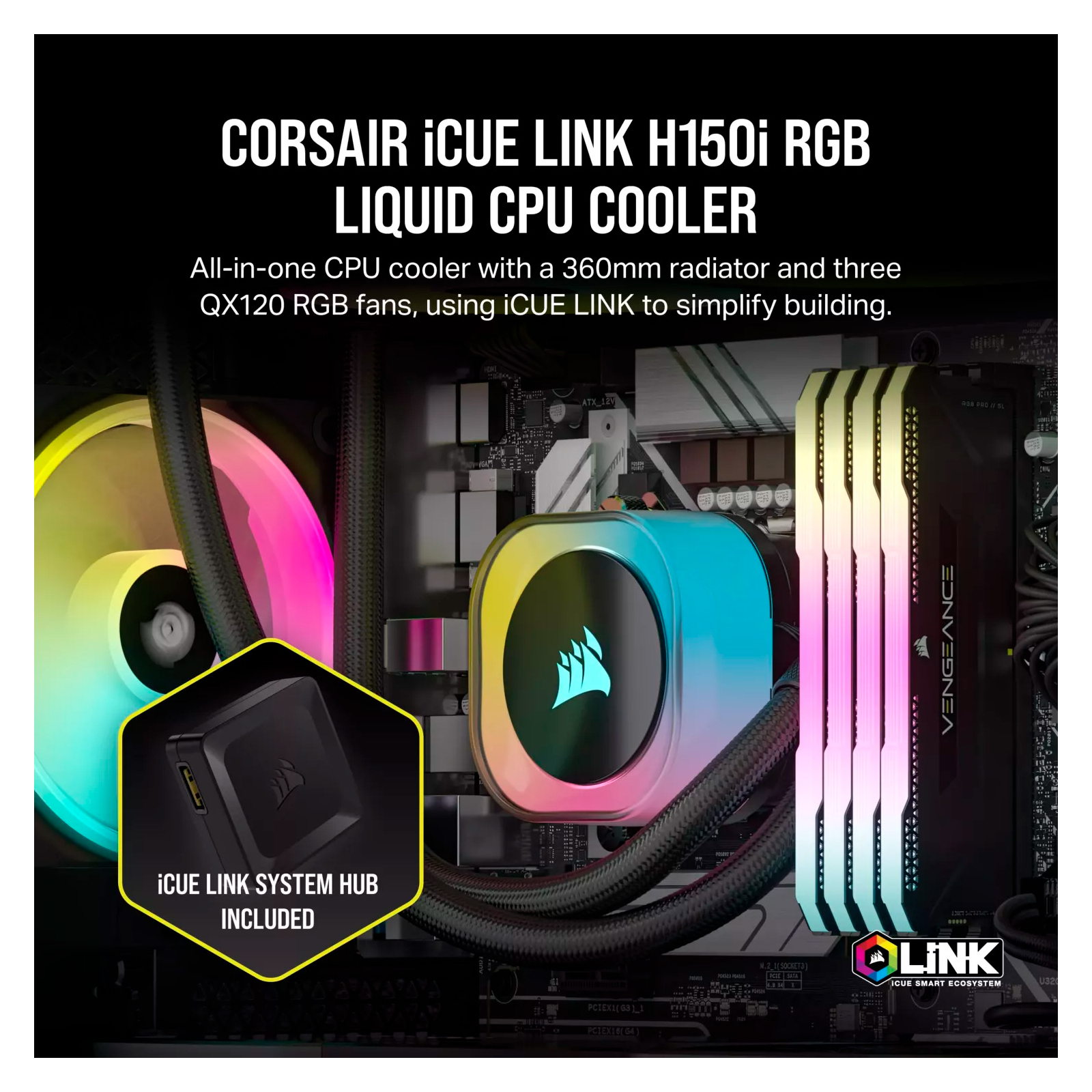 Система рідинного охолодження Corsair iCUE Link H150i RGB AIO (CW-9061003-WW) зображення 10