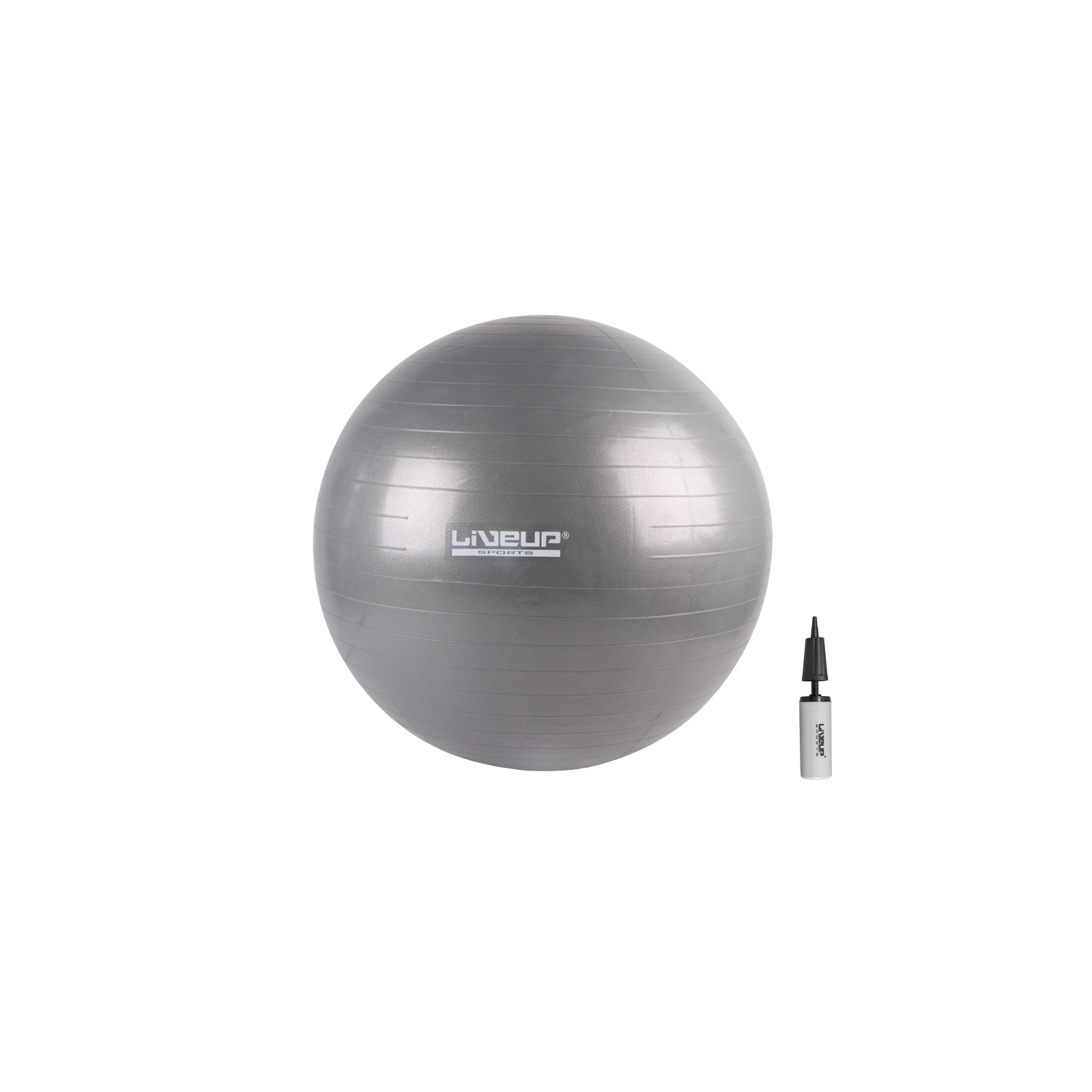 М'яч для фітнесу LiveUp Anti-Burst Ball LS3222-75g + насос у комплекті сірий 75см (6951376103380)