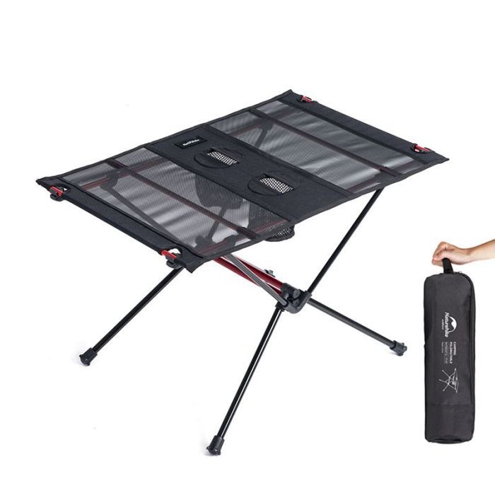 Туристический стол Naturehike полегшений NH19Z027-Z сітка/ алюміній чорний (6927595736777)