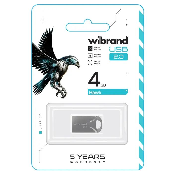 USB флеш накопичувач Wibrand 4GB Hawk Silver USB 2.0 (WI2.0/HA4M1S) зображення 2