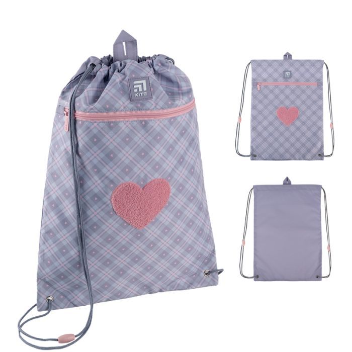 Сумка для обуви Kite Fluffy Heart Серая (K24-601M-23)