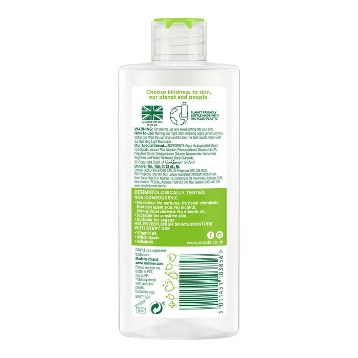 Тоник для лица Simple Soothing Facial Toner Успокаивающий 200 мл (5011451103856) изображение 2