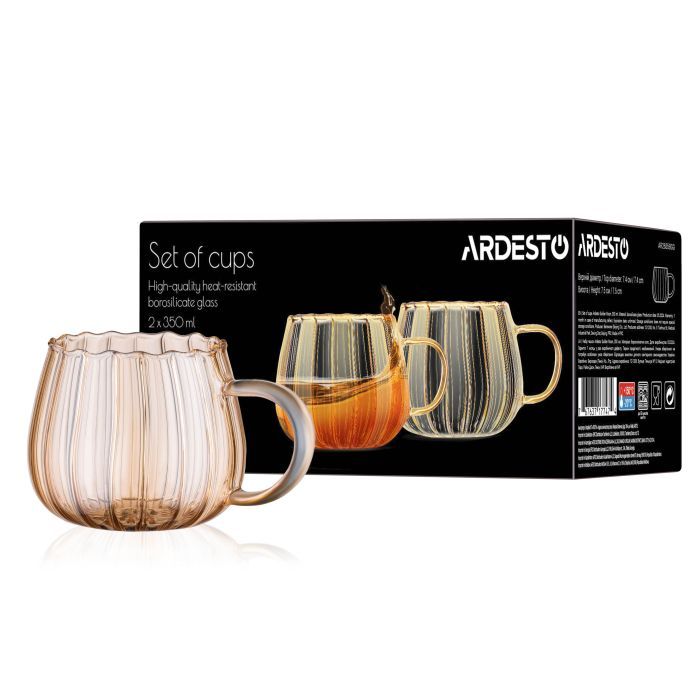 Набор чашек Ardesto Golden Moon 350мл, 2шт, боросилікатне скло, прозорий (AR2635BGG) изображение 4
