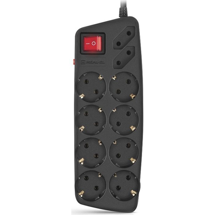 Сетевой фильтр питания REAL-EL REAL-EL RS-10 Protect, 5m, black (EL122300040)