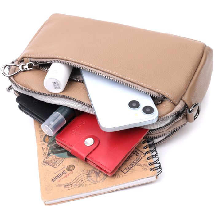 Сумка Vintage Женская из натуральной кожи Бежевая (22599) изображение 10