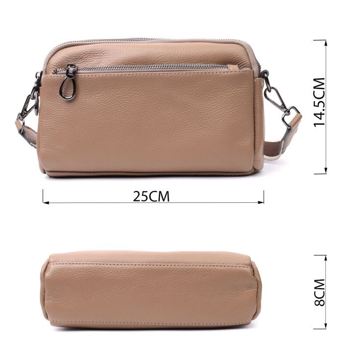 Сумка Vintage Женская из натуральной кожи Бежевая (22599) изображение 3