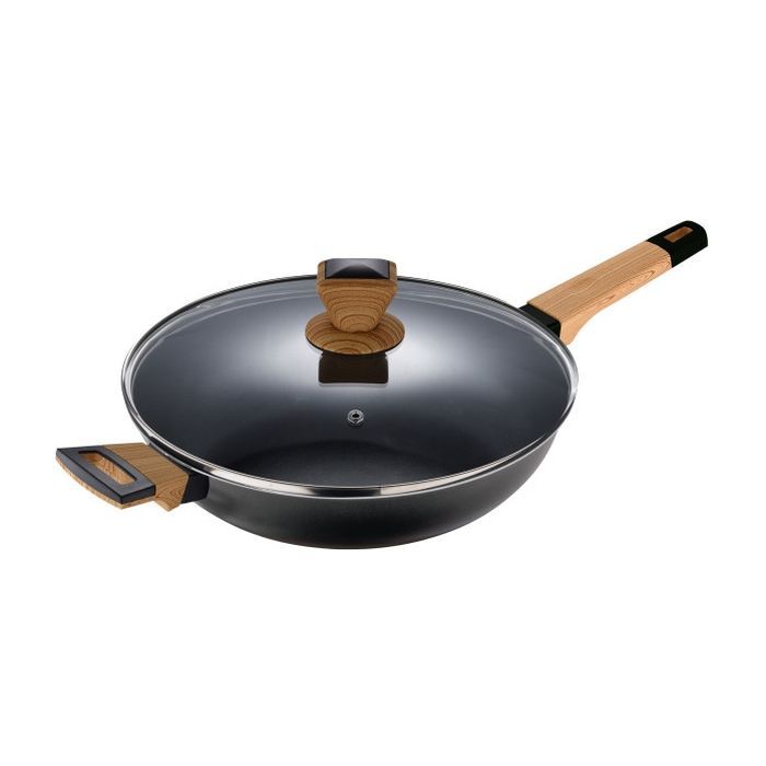 Сотейник Bergner Earth black з кришкою та довгим руків'ям 28 см (BG-34628-BK)