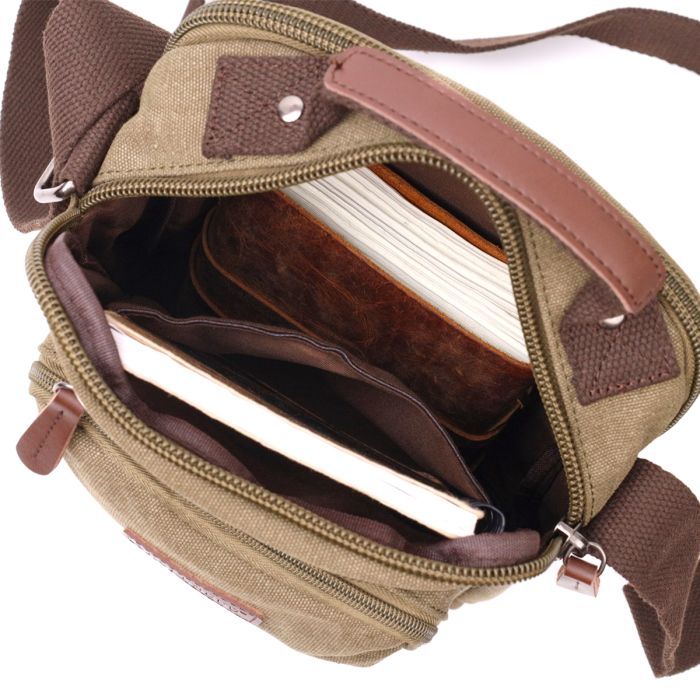 Сумка Vintage Вертикальна з текстилю Оливкова (22238) зображення 7