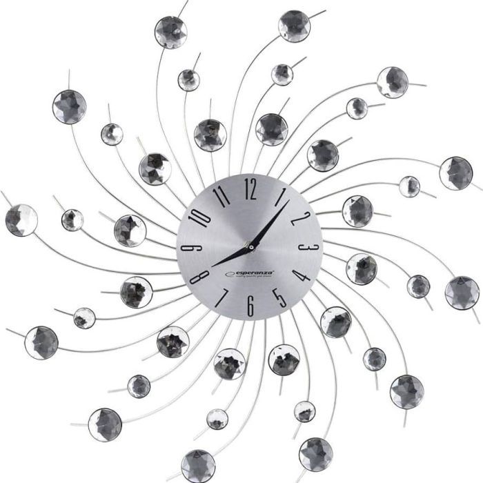 Настінний годинник Esperanza Wall Clock Geneva 50 см з променями з і сталі та кристалами (EHC004)