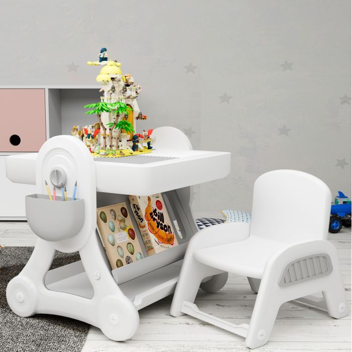 Дитячий стіл Mealux комплект Robin стіл + стілець (KD-F051 White / Grey) зображення 4