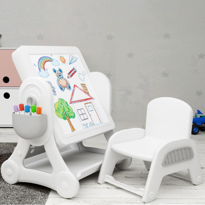 Дитячий стіл Mealux комплект Robin стіл + стілець (KD-F051 White / Grey) зображення 5