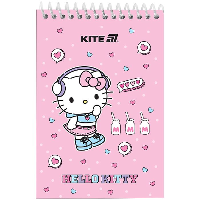 Блокнот Kite на спирали Hello Kitty А6, 48 листов, нелинованный (HK25-196-1)