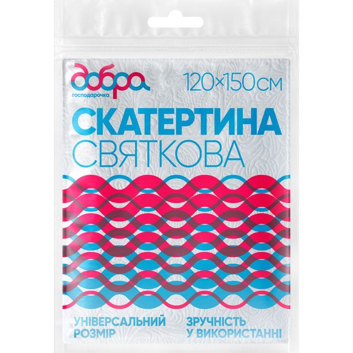 Скатерть одноразовая Добра Господарочка Праздничная Белая 120 х 150 см 1 шт. (4820086522076)