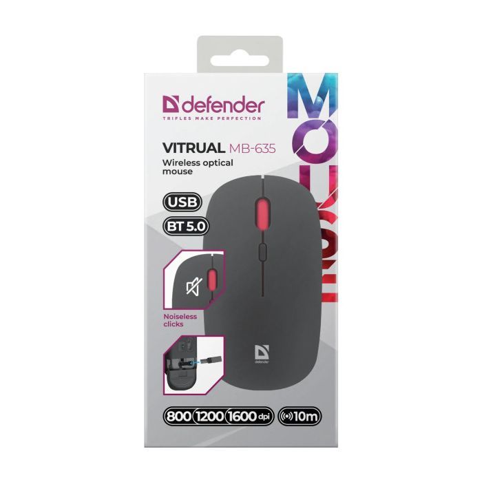 Мышка Defender Vitrual MB-635 Wireless/Bluetooth Black (52635) изображение 5