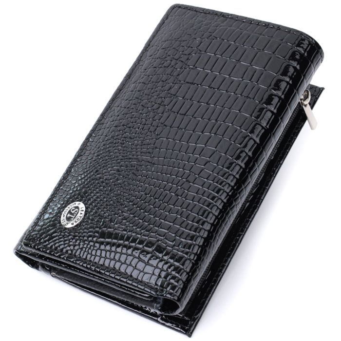 Кошелек ST Leather В три сложения из натуральной кожи Черный (22707)