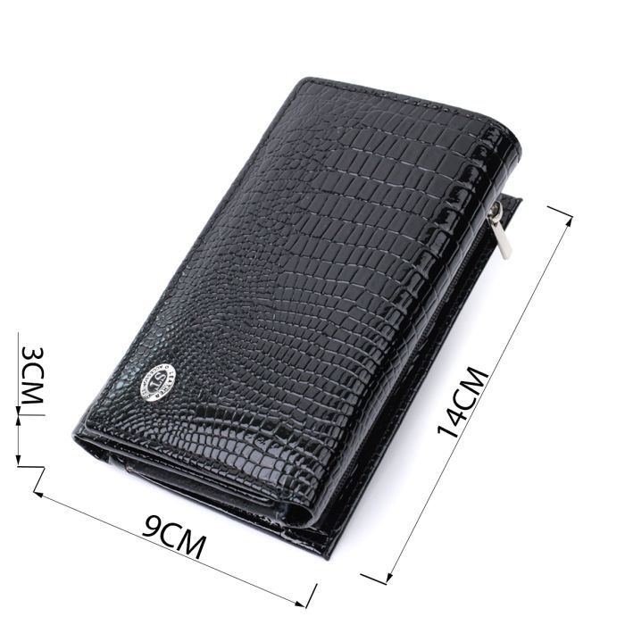 Кошелек ST Leather В три сложения из натуральной кожи Черный (22707) изображение 3
