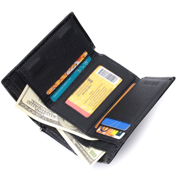 Кошелек ST Leather В три сложения из натуральной кожи Черный (22707) изображение 6