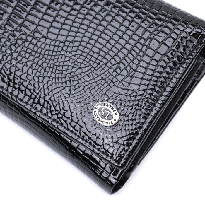 Кошелек ST Leather В три сложения из натуральной кожи Черный (22707) изображение 8