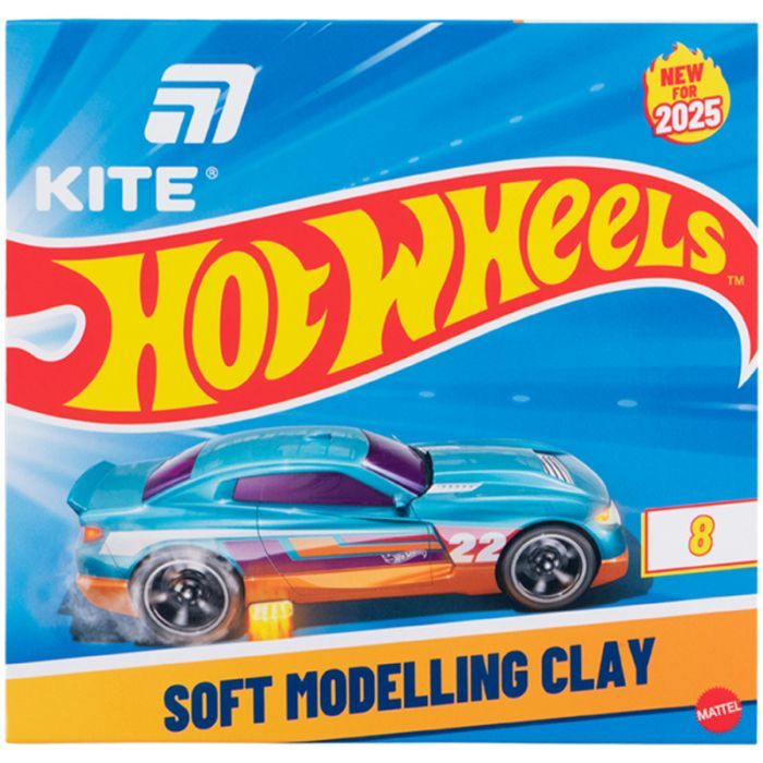 Пластилин Kite Hot Wheels восковий, 8 кольорів, 160 г (HW25-082)
