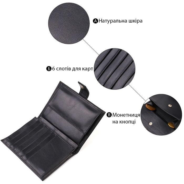 Портмоне Canpellini З натуральної шкіри Чорне (21857) зображення 4