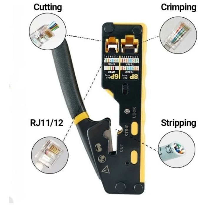 Інструмент Eserver RJ-45 (8P8C), RJ-12/11 (6P6C/6P4C), для прохідних конекторів (WT-4227B) зображення 6
