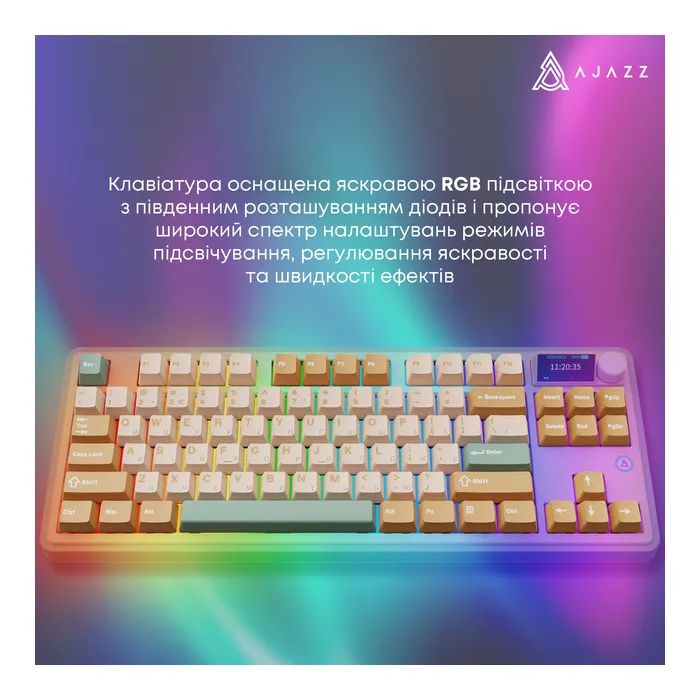 Клавиатура Ajazz AK870 Jasmine Switch Yellow RGB USB/Wireless/Bluetooth UA Brown (AK870-JS-YWG) изображение 11