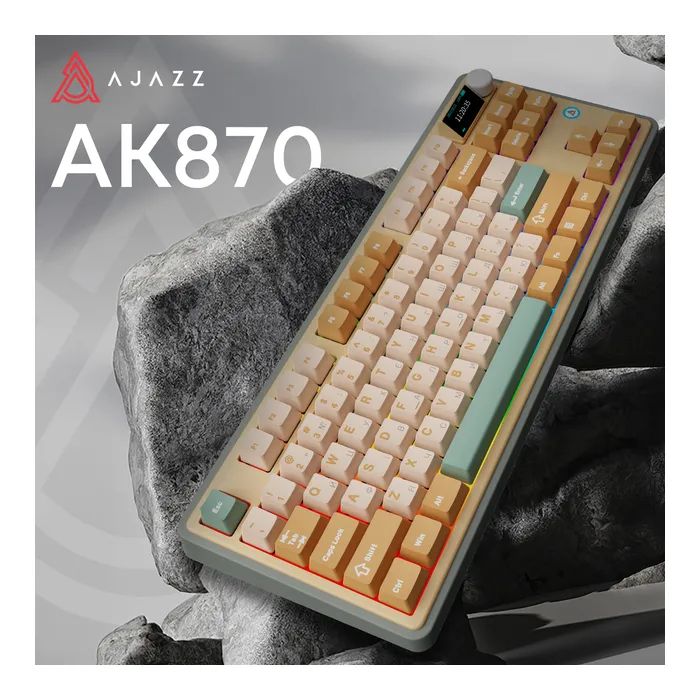 Клавиатура Ajazz AK870 Jasmine Switch Yellow RGB USB/Wireless/Bluetooth UA Brown (AK870-JS-YWG) изображение 12
