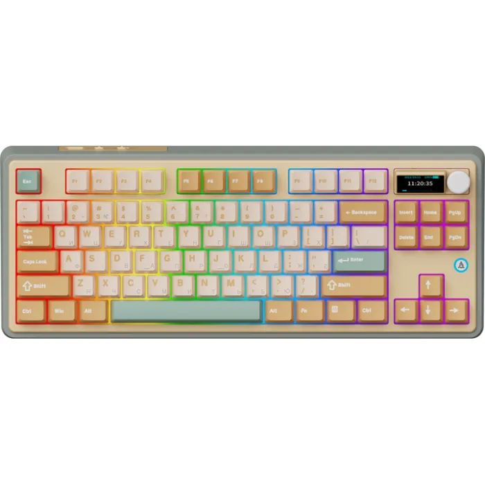 Клавиатура Ajazz AK870 Jasmine Switch Yellow RGB USB/Wireless/Bluetooth UA Brown (AK870-JS-YWG) изображение 2
