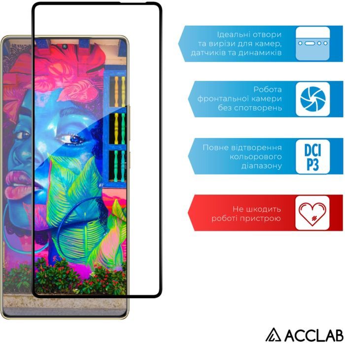Скло захисне ACCLAB Full Glue Infinix Note 40 5G Black (1283126613098) зображення 5