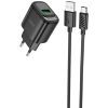Зарядний пристрій HOCO C140A Smart USB QC3.0 + cable USB to USB-C Black (6942007627825) зображення 2