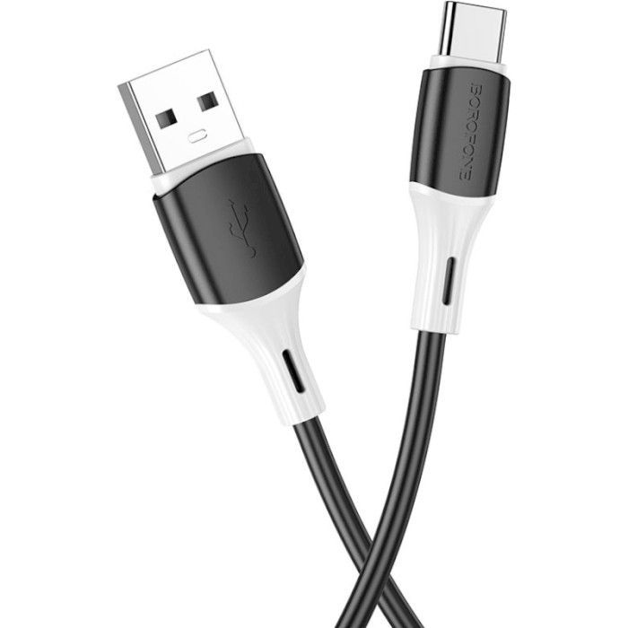 Дата кабель USB 2.0 AM to USB-C 1.0m 3A silicone BX79 black BOROFONE (6974443384789) изображение 2