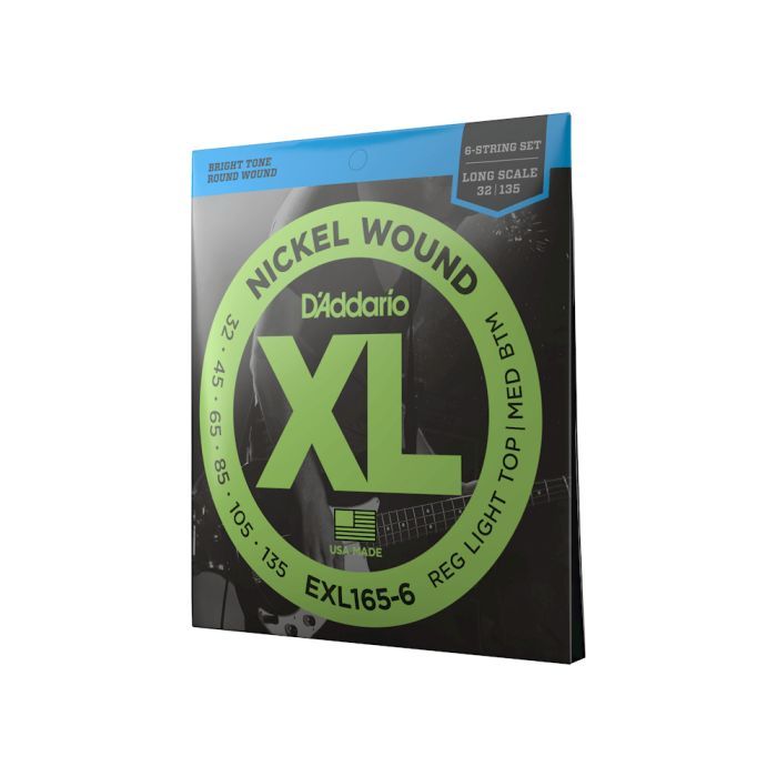 Струни для гітари D'Addario XL Nickel Wound Bass Reg Light Top / Med Bottom 6-String (32-135) (EXL165-6) зображення 2
